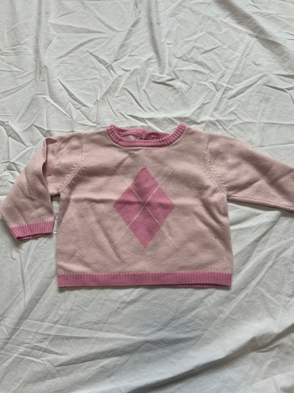 Infant 12 M Pink Argyle Crewneck Sweater